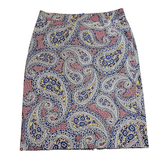 J. Crew No. 2 Paisley Print Lined Pencil Skirt Size 12 Knee Length Business - Picture 3 of 11
